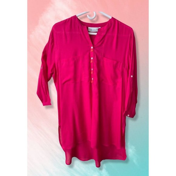 NEW Westside Tunic Top Women's XXL Dark Pink 100% Viscose Washable New With Tags - Picture 1 of 14